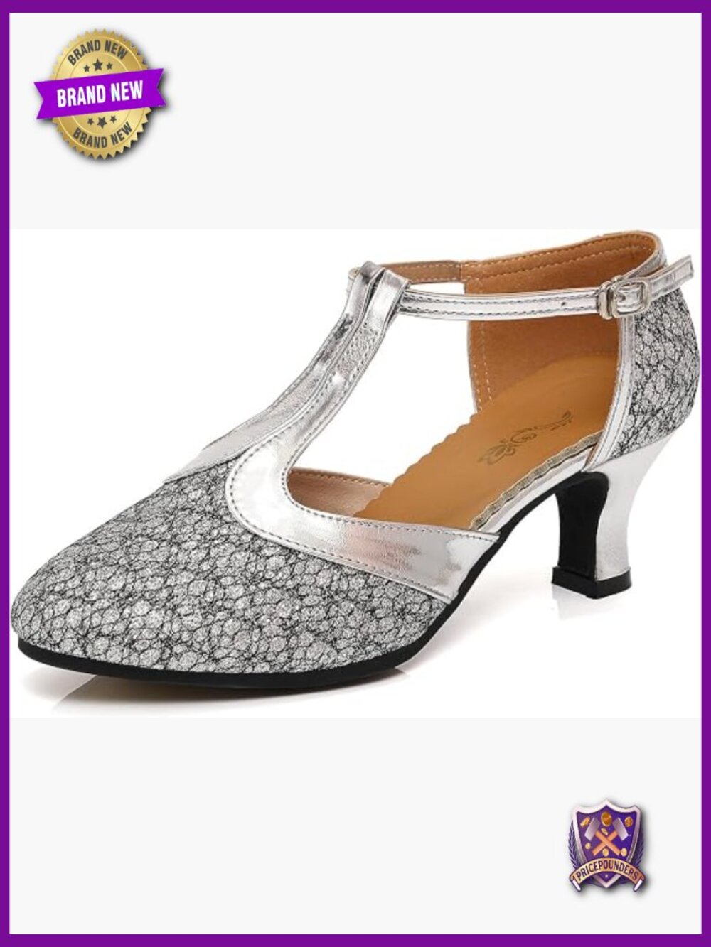Vintage Gatsby 1920s T-Strap Dance Shoes with Sequins Heels